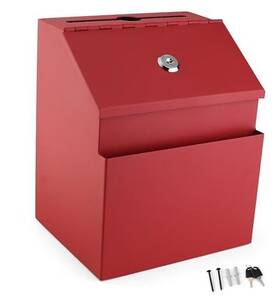 Mel-09 My Charity Boxes Suggestion Box With Lock And Keys Metal Wall Mounted Ballot Iron Steel