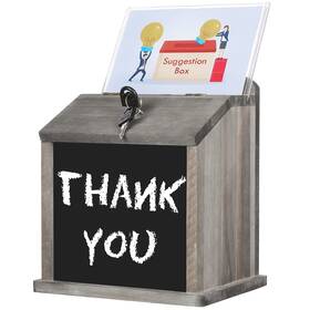 Ofc1267gry Mygift Rustic Burnt Wood Wall Mountable Fundraising Donation Suggestion Box/comment