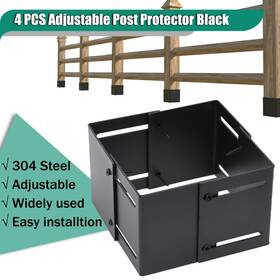 Ni-c1585 Nixface 304 Black Stainless Steel Adjustable Post Protector 3.3-6in Mailbox Fence Deck