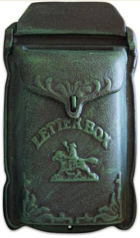 Dy-2913ag North American Country Home Cast Iron House Nach Cara Post Letter Box Mailbox Green Vintage Style Farmhouse