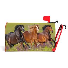 Mailbox-ht-c012 Numland 107400370328 Horses Run Gallop Magnetic Antiuv 100% Polyester Standard Size 21x18 In Oxford G