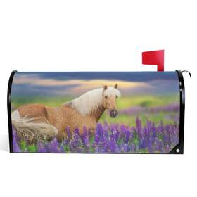 G57168700p257c293s487 Oarencol Horse Mailbox Covers Magnetic Animal Lupine Purple Flowers Sunset Garden Yard