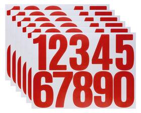 10796-801 Onlykxy 6sheet 0-9 Vinyl Self Adhesive 3inch Number Sticker Height Red