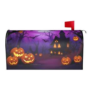 Ouqiuwa 669395595562 Halloween Scary Night Pumpkin Lanterns Welcome Magnetic Mailbox Cover Wr