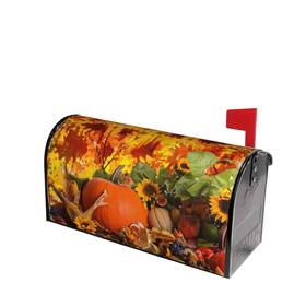 Ouqiuwa 669395700775 Leaves Thanksgiving Pumpkin Welcome Magnetic Mailbox Cover Wrap Decorati