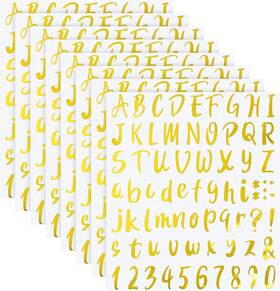 Sun-outus-21834 Outus 576 Pieces 8 Sheets Letters Stickers Self Adhesive Vinyl 1 Inch Gold