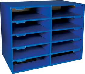 Pacon 696543445790 Classroom Keepers Sturdy Cardboard Mailbox 10-slot Blue 16-5/8h X 21 W 12