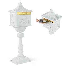 Hcst00330 Patiojoy Cast Aluminum Mailbox With Security Lock And Baffle Door Outdoor Retro Mid-century
