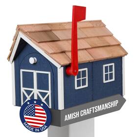 Oumr11nw-fba Peaceful Classics Amish Cedar Roof Wooden Mailbox With Window And Door Trim Handcrafted Mailboxe