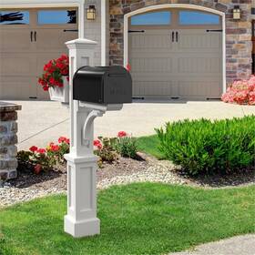 Pr-4753-2141274 Pemberly Row Weatherproof Traditional Plastic Mail Post In White