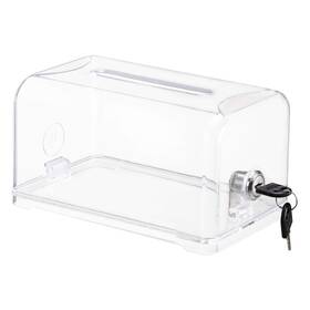 Polmart 684357466070 Tip / Donation Suggestion Business Card Collection Box With Lock Clear C
