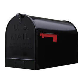 Post Mount Mailbox Jumbo Black Extra Large Mail Box Heavy Duty Galvanized Steel