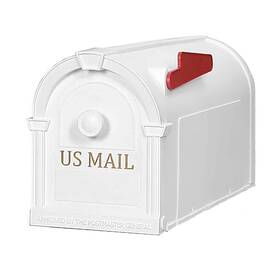 Postal Pro 313089061085 White Post-mount Mailbox Decorative Plastic Home Residential Front T1 Large Flag