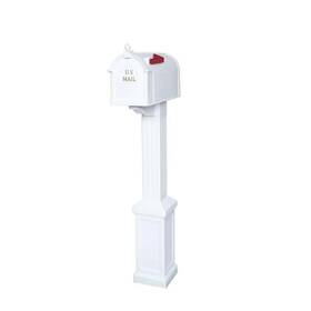 Mpn-303940503779 Postal Pro Mailbox With Post Large Secure White Classic Newport Craftsman Style Rust Free