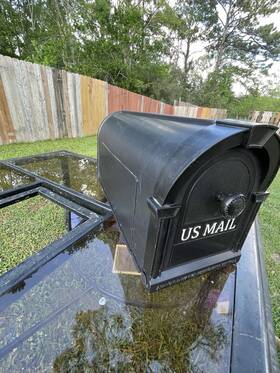 Pp110 Postal Pro Black Plastic Mailbox With Red Flag Post Mount