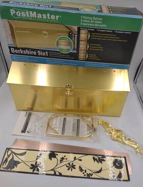 Postmaster 793503167744 New Bershire Gold Finish Mailbox Wall With Newspaper Arms Read Desc