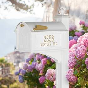16648 Products Balmoral Side Plaques Mailbox Post Package - Quick-ship-white