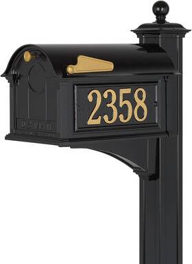 Products 711181600889 Balmoral Side Plaques Mailbox Post Package -black