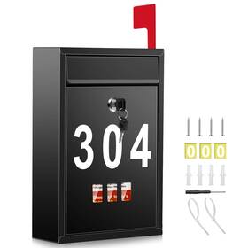 Pyoimmne 765015203340 Wall Mount Mailbox For Outside Locking With Flag Large Security Mai