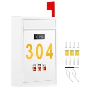 Pyoimmne 765015203371 Wall Mount Mailbox For Outside Locking With Flag Large Security Mailb