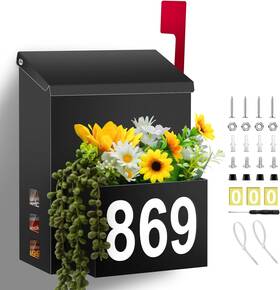 Jkm-mb-02 Pyoimmne Wall-mount Mailbox With Flag Mailboxes For Outside House Small Black