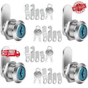 Qbxmy7 705353703737 Mailbox Lock Set With 4 Plates - 16mm Security Cam And Lever Locks Ships Free