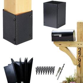 Qivine-hgr4012 Qivine Mailbox Post Protector Black Base Sleeve For Concrete Rang
