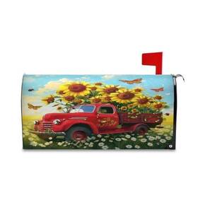 52.6x45.8cm Qqmarket 883347743539 Welcome Flower Magnetic Mailbox Cover Mailwraps Spring Old Truck