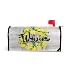 52.6x45.8cm Qqmarket 886604214148 Wooden Wreath Magnetic Mailbox Cover Wraps Post Lemon