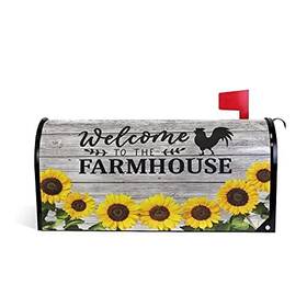 52.6x45.8cm Qqmarket 886604238694 Welcome Mailbox Covers Magnetic Sunflower Wooden Post Farmhouse