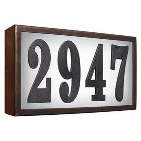 Qualarc 313111641681 Serrano Standard Galvanized Steel Bronze Lighted Address Plaque With Led Lights