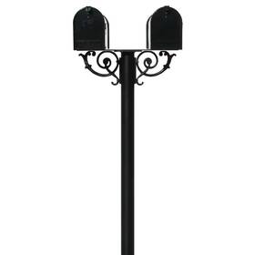 Qualarc 445018378384 Hanford Twin Post Mounted Non-locking Mailbox With 2 E1 Mailboxes And Scroll Sup