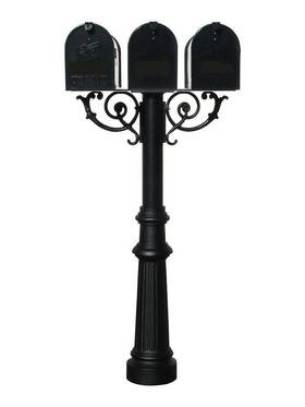 Hpws3-us-800-e1 Qualarc 850001174237 Hanford Triple With Scroll Supports Post Mounted Mailbox