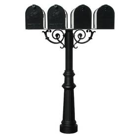 Qualarc 850001174329 Hanford Quad Black Post Mounted System Non-locking Mailbox