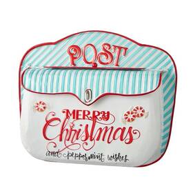 Raz Imports 048893204310 13 Inch X11 Peppermint Wishes Embossed Metal Mailbox Retro Christmas Decor