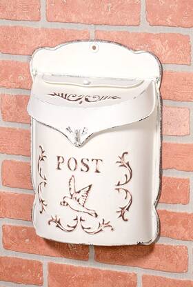 11063-rfk Red Co. 10.5 Inch X 15.5 Aged White Shabby Chic Metal Wall-mounted Embossed Post