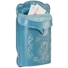 34977-ygk Red Co. 10.5 Inch X 15.5 Aged Blue Metal Wall-mounted Embossed Post Mailbox Decoration