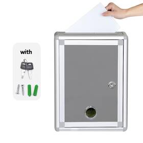 Roluxentia 799793409670 Metal Suggestion Box With Lock And Key - Secure Donation Collection Drop B