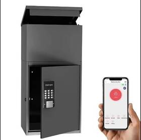 Safecastle 198715543407 Anti Theft Outdoor Smart Mailbox Parcel Delivery Letter Box - Black