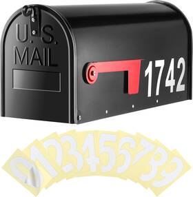 Saillong 711181368727 Galvanized Steel Black Post Mount Mailbox - 5 Sets Reflective N