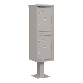 Salsbury Industries 3302gry-u Outdoor Parcel Locker With Pedestal 2 Compartments Usps Access Gray
