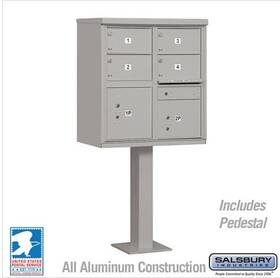 3305gry-ucluster Salsbury Industries Box Unit With 4 Doors And 2 Parcel Lockers In Gray Usps A
