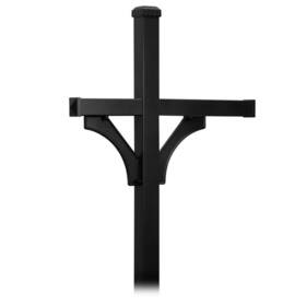 4873blk Salsbury Industries Deluxe Mailbox Post - 2 Sided For 3 Mailboxes In-ground Mounted Black