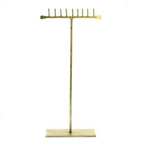 Bm210576 Saltoro Sherpi Forged 14 Inch T Shape Iron Jewellery Stand With Flat Base Gold