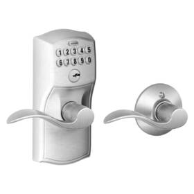Schlage 445001264212 Electronic Door Lock Satin Chrome Keypad Keyless Entry With Accent Lever