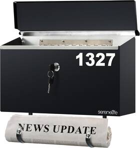Slpw623.5 Serenelife Outdoor Wall Mailbox With Lock Black Metal And Holder 15x11
