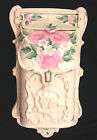 Shabby Painted Wall Mailbox Hand Hp Cottage Lockable Roses Iron