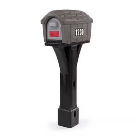 Simplay3 313096915968 Classic Home Gray Stone / Black Post Mount Mailbox
