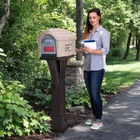 Simplay3 445035855837 Classic Home Washed Stone/espresso Post Mount Mailbox