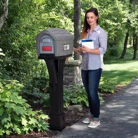 Simplay3 711181282498 Classic Home Gray Stone / Black Post Mount Mailbox